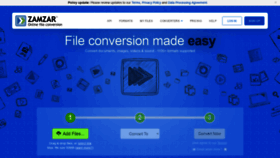 What Zamzar.com website looked like in 2021 (3 years ago)